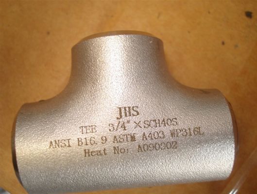 saldatura testa a testa diritta del raccordo a T di acciaio inossidabile di 45D 90D 180D SS304L SS316L STD SCH40